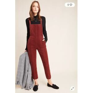 AG JEANS Rust Red The Isabelle Paneled Corduroy Denim Overalls // XS
